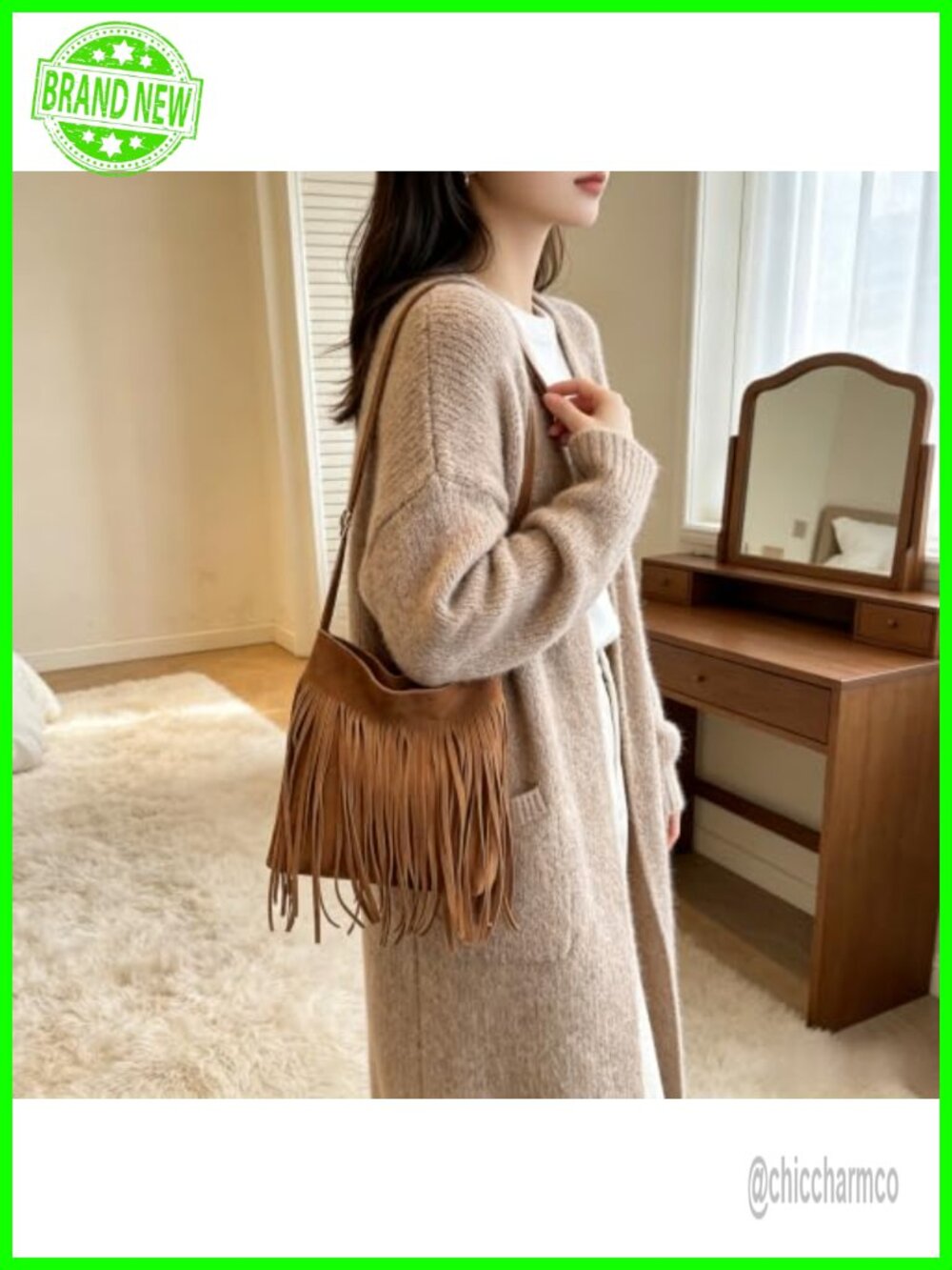 Bohemian Suede Fringe Tassel Crossbody Bag for Women
